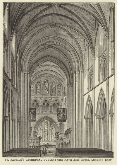 Cathédrale Saint-Patrick, Dublin, la Nef et le Chœur, vue vers l