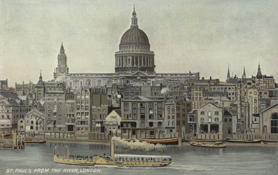 St Pauls depuis la rivière, Londres - English School