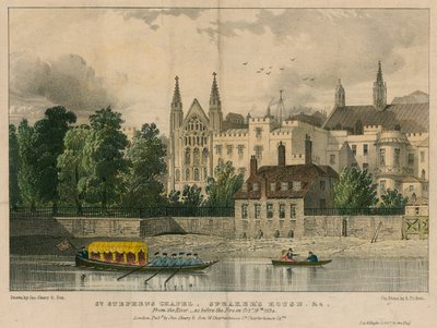 Chapelle Saint-Étienne, Maison du Président, etc., Westminster, Londres, depuis la Tamise - English School