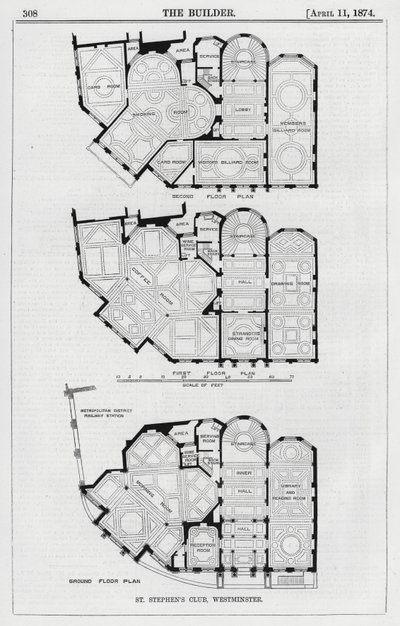 Club Saint-Étienne, Westminster (gravure) - English School