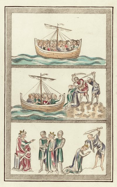 Sainte Ursule avec ses compagnes vierges, martyre de Sainte Ursule, martyre de Saint Alban - English School