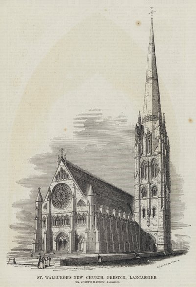 Nouvelle église de Sainte-Walburge, Preston, Lancashire (gravure) - English School