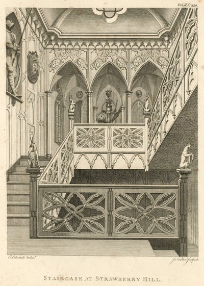 Escalier à Strawberry Hill, Twickenham, Londres - English School