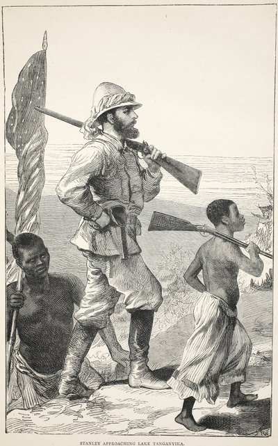 Stanley approchant le lac Tanganyika, illustration de l
