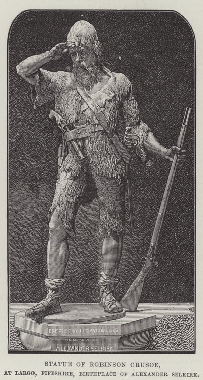 Statue de Robinson Crusoé, à Largo, Fifeshire, lieu de naissance d
