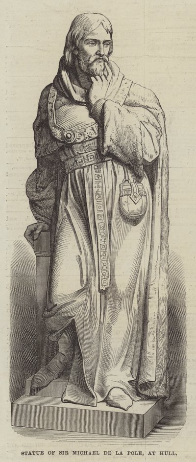 Statue de Sir Michael de la Pole, à Hull (gravure) - English School