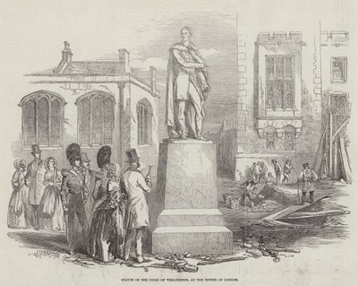 Statue du duc de Wellington, à la tour de Londres (gravure) - English School