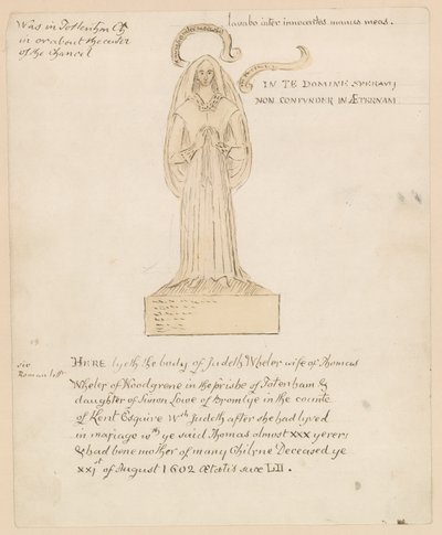 Statue, tombe de Judeth Wheler décédée le 21 août 1602 - English School