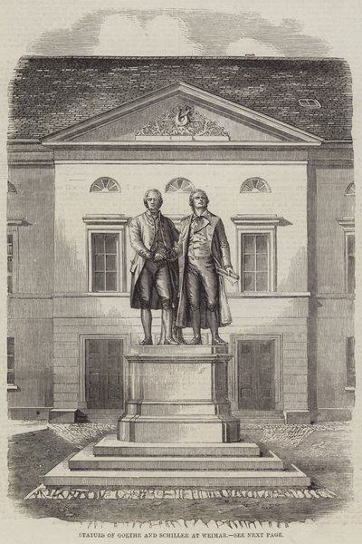 Statues de Goethe et Schiller à Weimar (gravure) - English School