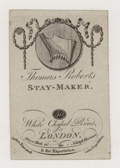 Fabricant de corsets, Thomas Roberts, carte de visite - English School