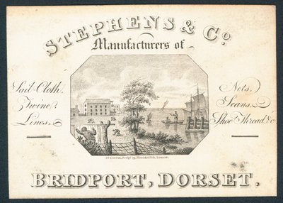 Stephens & Co, fabricants de toile à voile, filets, ficelles, lignes et fil à chaussures, carte de visite - English School