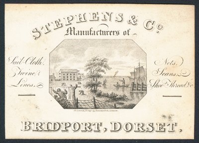 Stephens & Co, fabricants de toile à voile, filets, ficelles, lignes et fil à chaussures, carte de visite - English School