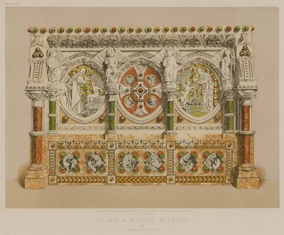 Fauteuil en pierre et marbre par Earp, Londres (chromolitho) - English School