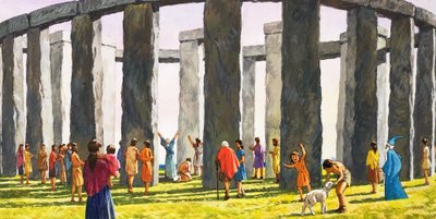 Stonehenge (gouache sur papier) - English School