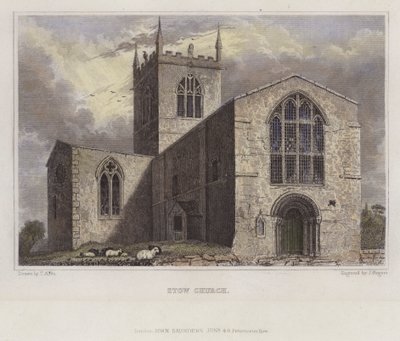 Église de Stow, Lincolnshire (gravure en couleur) - English School