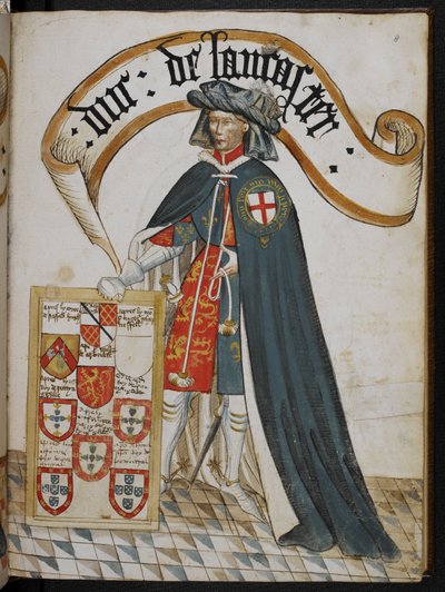 Stowe 594 f.8, Portrait de Henry, duc de Lancaster, un chevalier fondateur de l