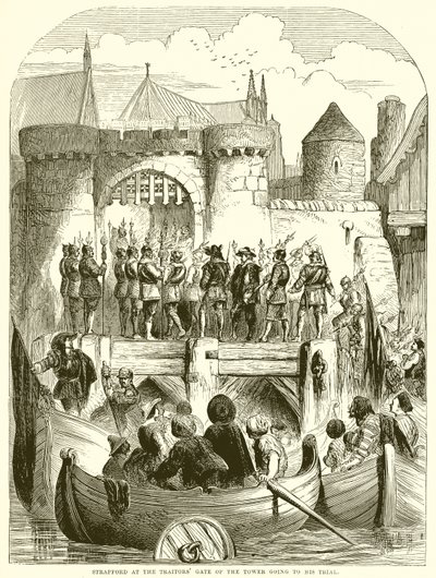 Strafford à la porte des traîtres de la Tour allant à son procès - English School