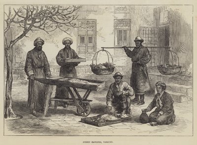 Marchands ambulants, Yarkund (gravure) - English School
