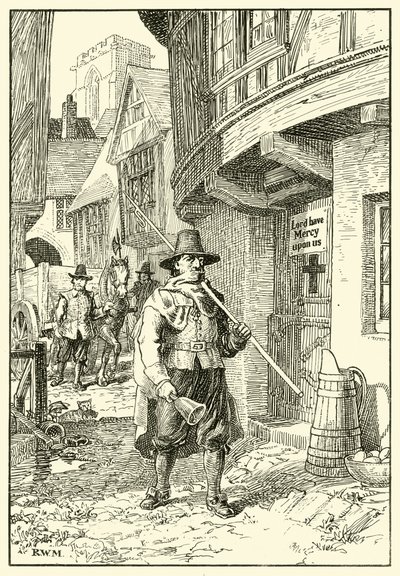 Scène de rue pendant la Grande Peste - English School
