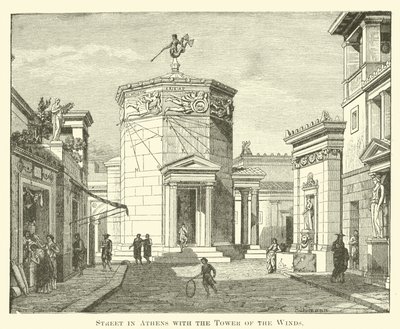 Rue à Athènes avec la Tour des Vents (gravure) - English School