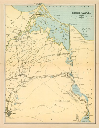 Canal de Suez (lithographie couleur) - English School