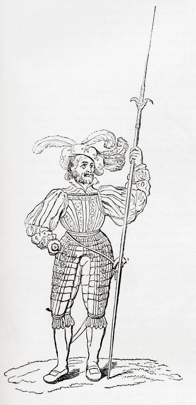 Armure côtelée et gravée, de Old England: A Pictorial Museum, pub. 1847 - English School
