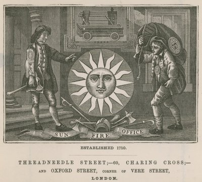 Sun Fire Office, Threadneedle Street, 60 Charing Cross, et Oxford Street, Londres - English School