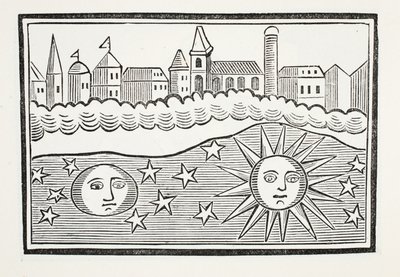 Soleil, Lune, Étoiles et Terre transposés, illustration de Chap-books du XVIIIe siècle par John Ashton, pub. 1882 - English School