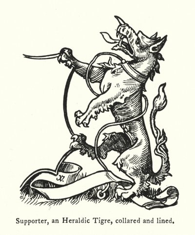 Support, un tigre héraldique, collier et ligne (gravure) - English School
