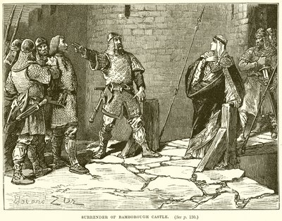 Reddition du château de Bamborough - English School