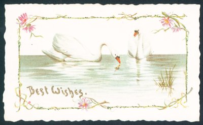 Cygnes sur le lac, carte de Noël - English School