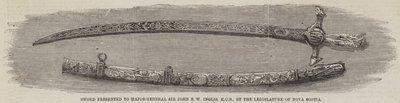 Épée présentée au major-général Sir John E W Inglis, KCB, par la législature de la Nouvelle-Écosse (gravure) - English School