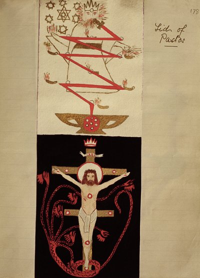Dessins symboliques sur le couvercle du Pastos dans la voûte des Adeptes, c.1895 - English School