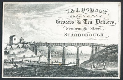 T & I Dobson, épiciers en gros et au détail et marchands de thé, carte de visite - English School