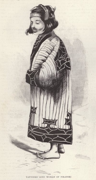 Femme Ainu tatouée de Piratori, Japon - English School