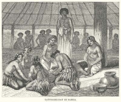 Journée du tatouage à Samoa (gravure) - English School