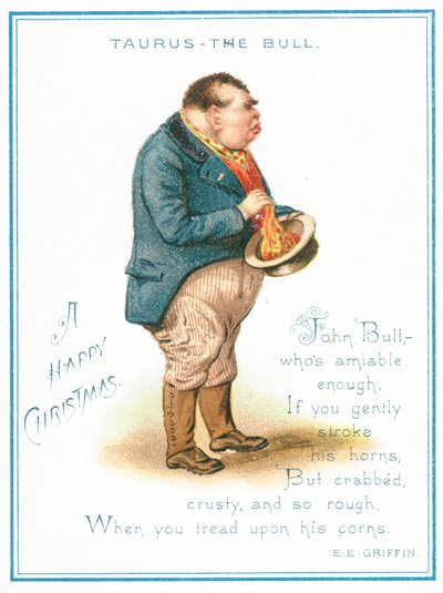Taureau, Carte de Noël - English School