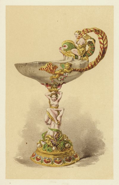 Tazza en onyx oriental, montée en or émaillé - English School