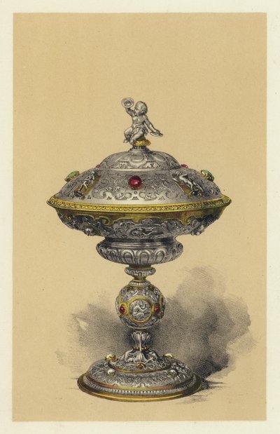 Tazza avec couvercle en argent serti de bijoux - English School