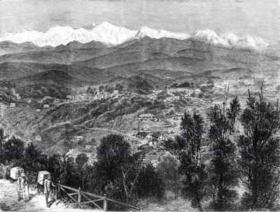 Culture du thé en Inde britannique - Vue de Darjeeling depuis le sud, 1876 - English School