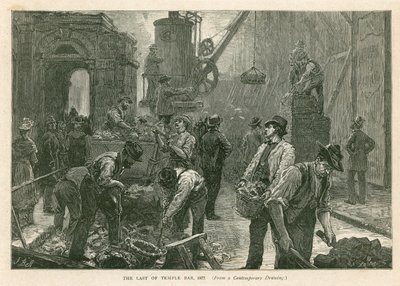 Temple Bar, Londres. Démolition, 1877 - English School