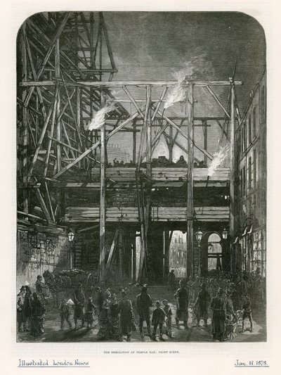 Temple Bar, Londres. Démolition, 1878 - English School
