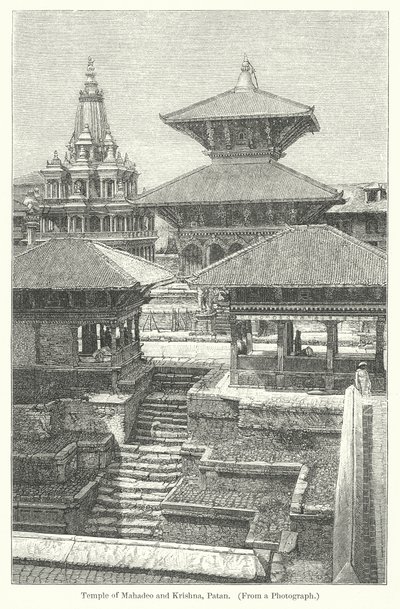 Temple de Mahadeo et Krishna, Patan (gravure) - English School