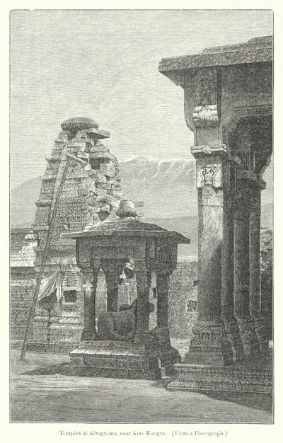 Temples de Kiragrama, près de Kote Kangra (gravure) - English School