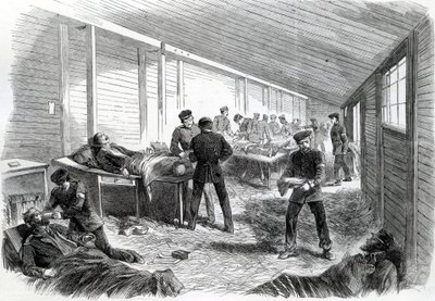 Hôpital de campagne temporaire derrière la deuxième parallèle prussienne à Dueppel, 1864 - English School
