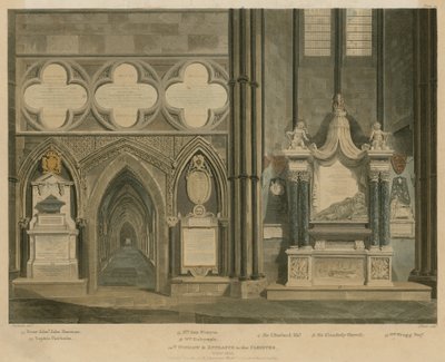 Dixième fenêtre et entrée du cloître, aile nord, Abbaye de Westminster, Londres - English School