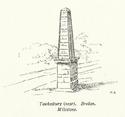 Tewkesbury, près de Bredon, Milestone (lithographie) - English School