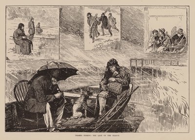 La pêche sur la Tamise, la dernière de la saison (gravure) - English School