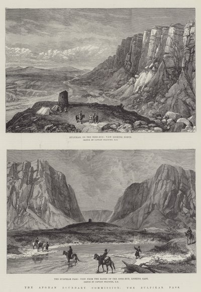 La commission de la frontière afghane, le col de Zulfikar (gravure) - English School