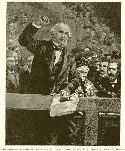 Les Atrocités Arméniennes : M. Gladstone Dénonçant le Sultan lors de la Réunion à Liverpool - English School